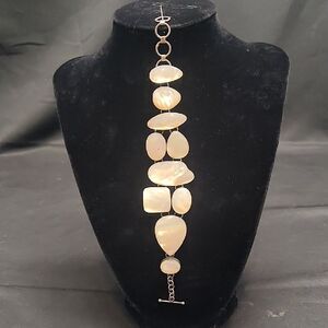 Lovely Sterling silver & mother Of Pearl Hinged Toggle Bracelet